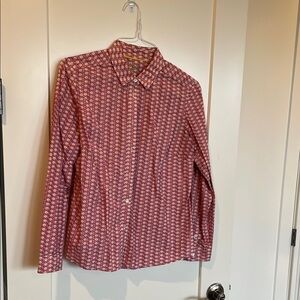 Stylish Red Patterned Button-Up Shirt